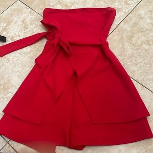 Red romper with bow and very comfortable fabric cute for summer